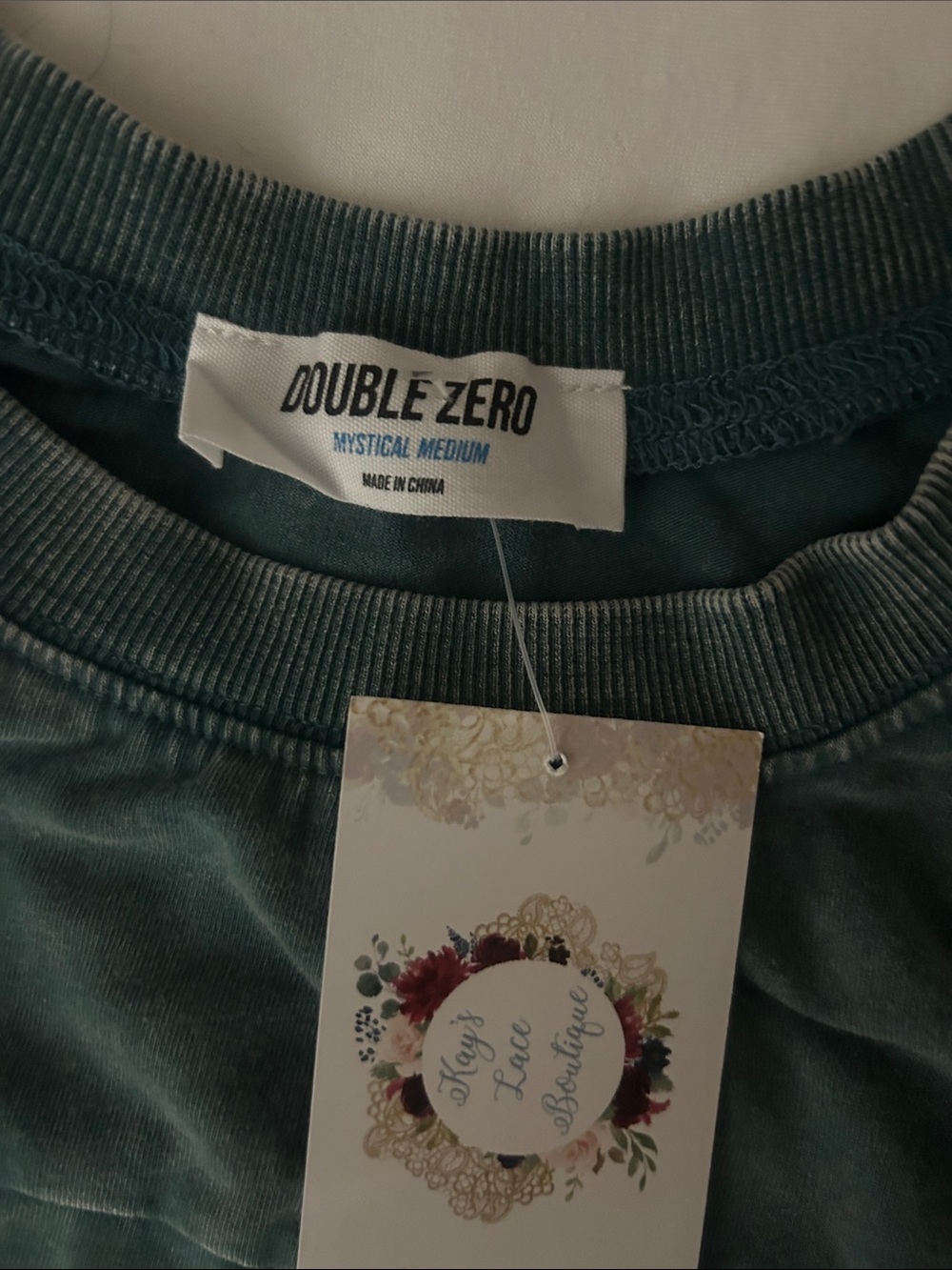 Double Zero Relaxed Wide-Leg Pants jogger style and top in Teal Green - Picture 2 of 4